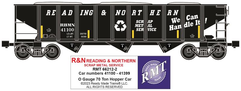 RMT-66212-2 Reading & Northern (Scrap Metal Service) 3-Bay 70-Ton ...